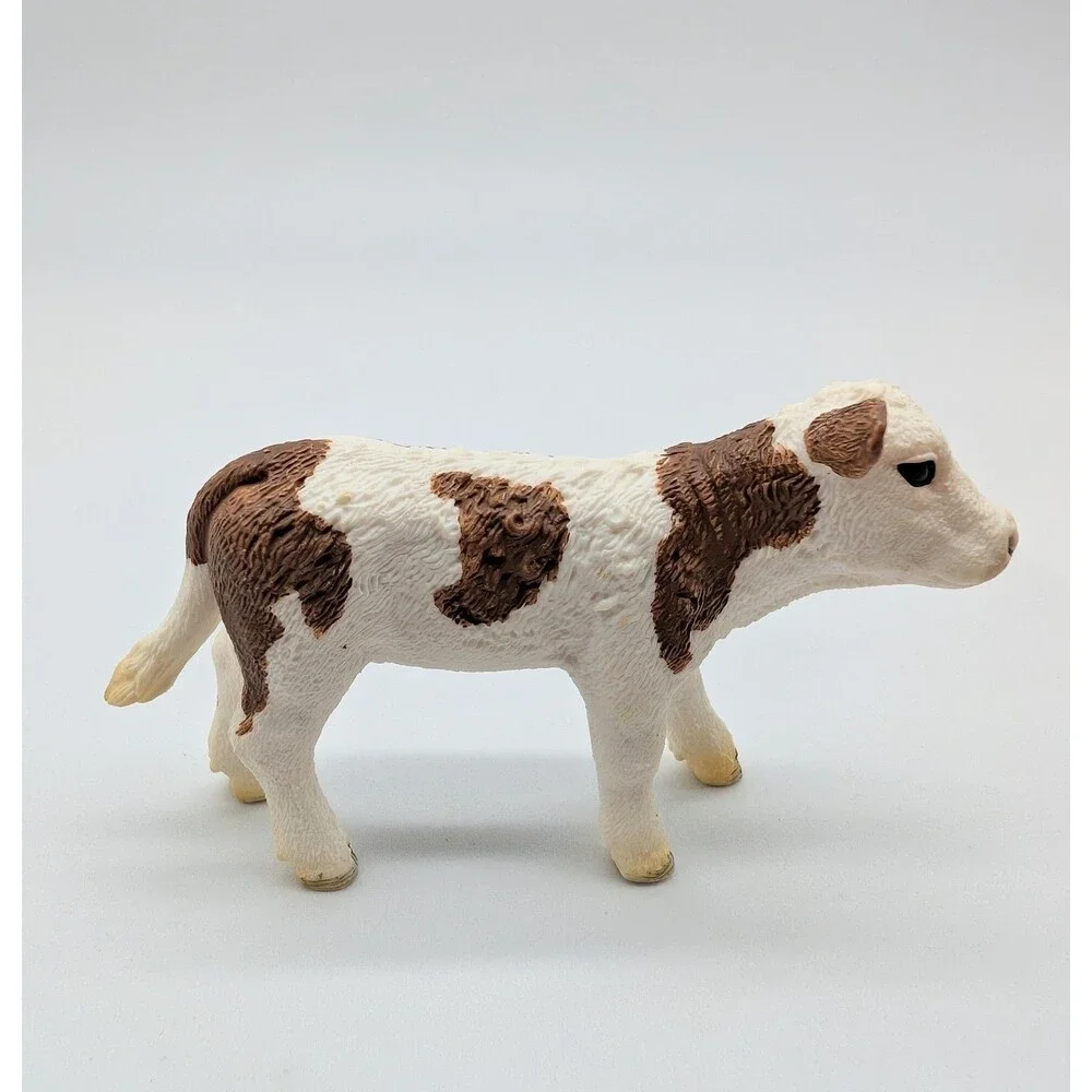 SCHLEICH Brown & White SIMMENTAL CALF Cow Farm Animal Figure 2015 Retired